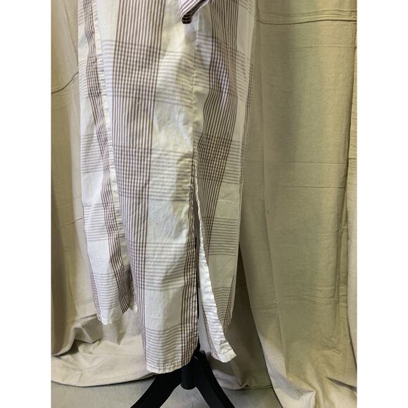 A New Day Shirt Dress Womens Small Tan Plaid Long Sleeve Tan Plaid Side Slits - Picture 5 of 12